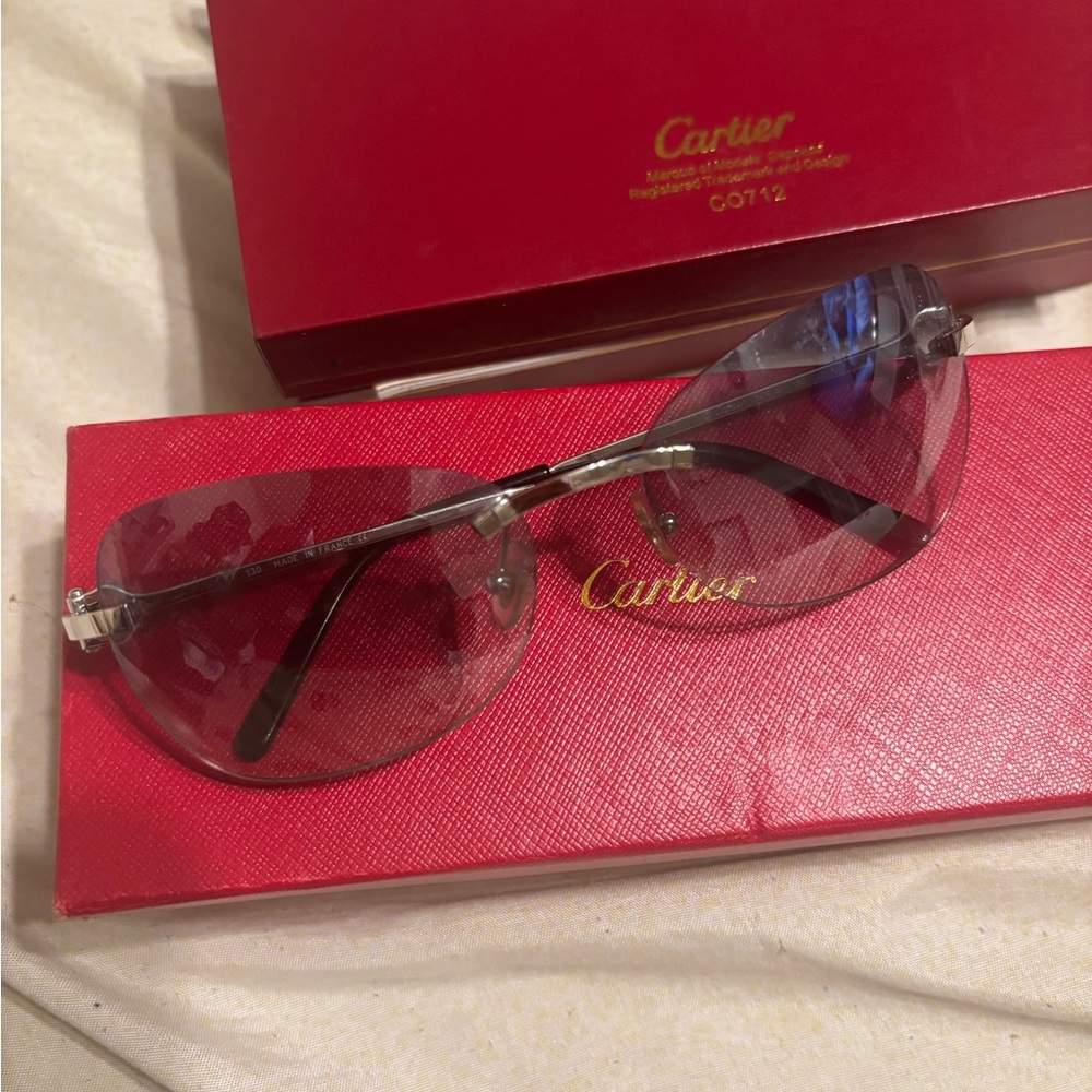 Cartier Gray and Silver Sunglasses